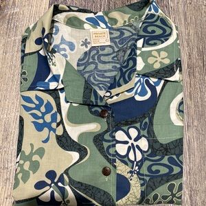 🌺Ladies L Hawaiian Shirt- Groovy Blue